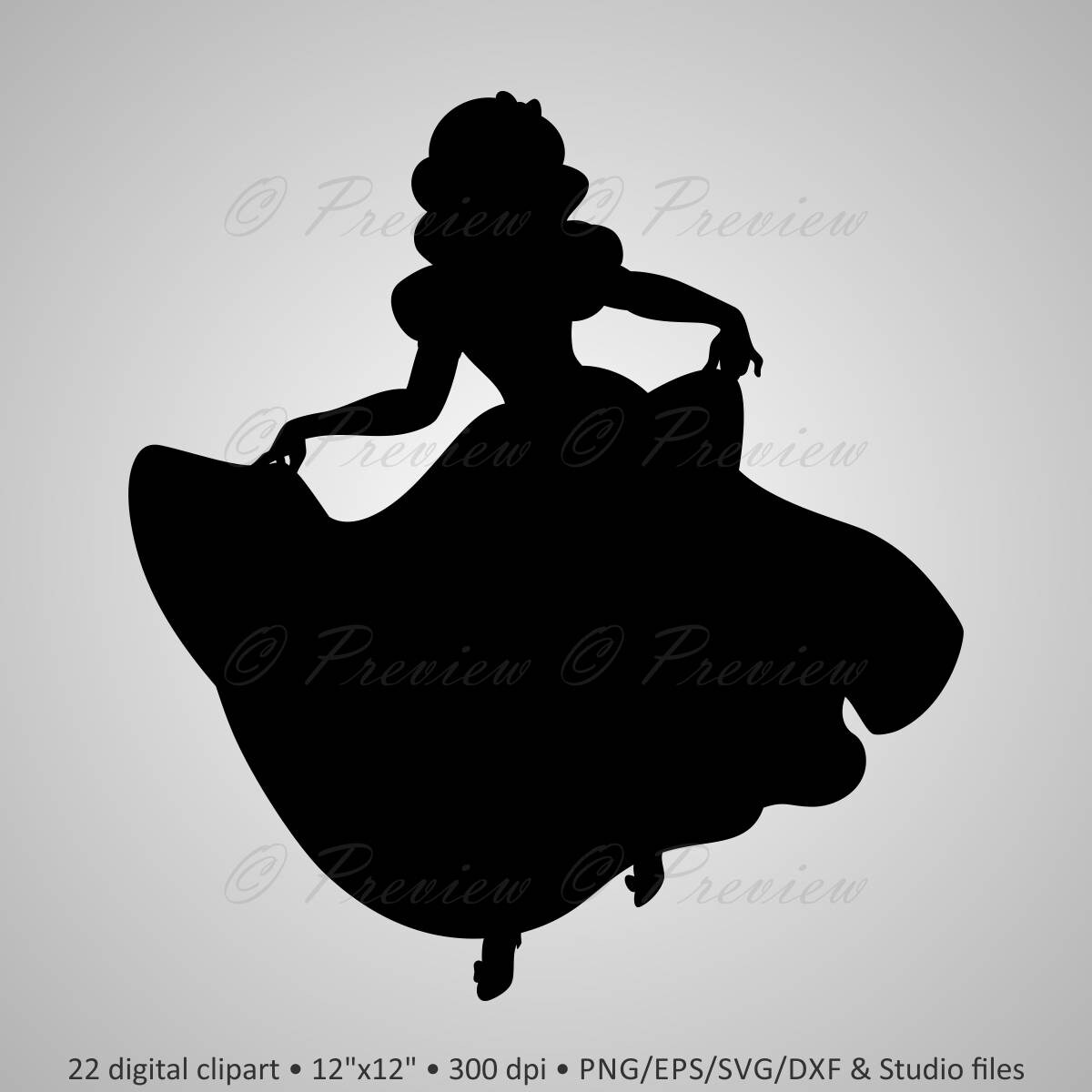 Download Buy 2 Get 1 Free! Digital Clipart Silhouettes "Snow White ...