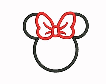 Minnie Mouse head with Birthday Number 6 Minie Embroidery