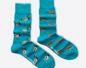 Mens Socks | Mismatched Socks | Mallard Ducks | Fun Socks | Crazy Socks | Mismatched | Cool Socks | Groom Socks | Funky Socks