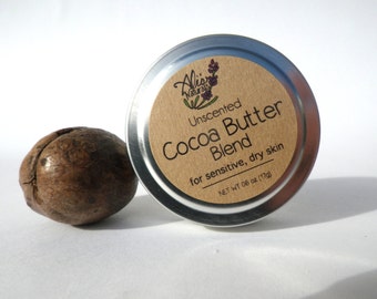 Cocoa Butter Blend 0.6oz All Natural Organic Moisturizer for Sensitive, Dry Skin & Stretch Marks // Gift Under 10