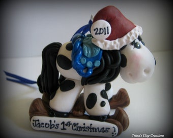 Rocking Horse Ornament, Polymer Clay Horse, Christmas Ornament, Child's First Christmas