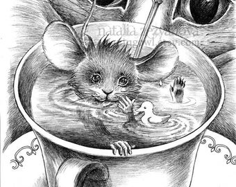 Dormouse and Cheshire Cat - 8 x 10 giclee print