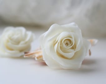 Ivory flower Rose hair Wedding Hair flower Bridal Hair accessories Bridal Hair flower Bridal hair clip Wedding hair accessories Flower clip