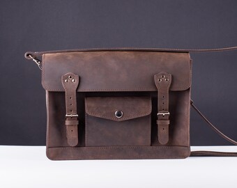 Leather satchel, leather messenger bag, Dark brown leather womens satchel, leather cross body bag, leather shoulder bag, personalized bag