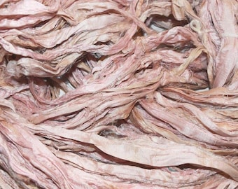 10 yards Light Pink Sari Pure Silk Ribbon Yarn for tassels Fair Trade