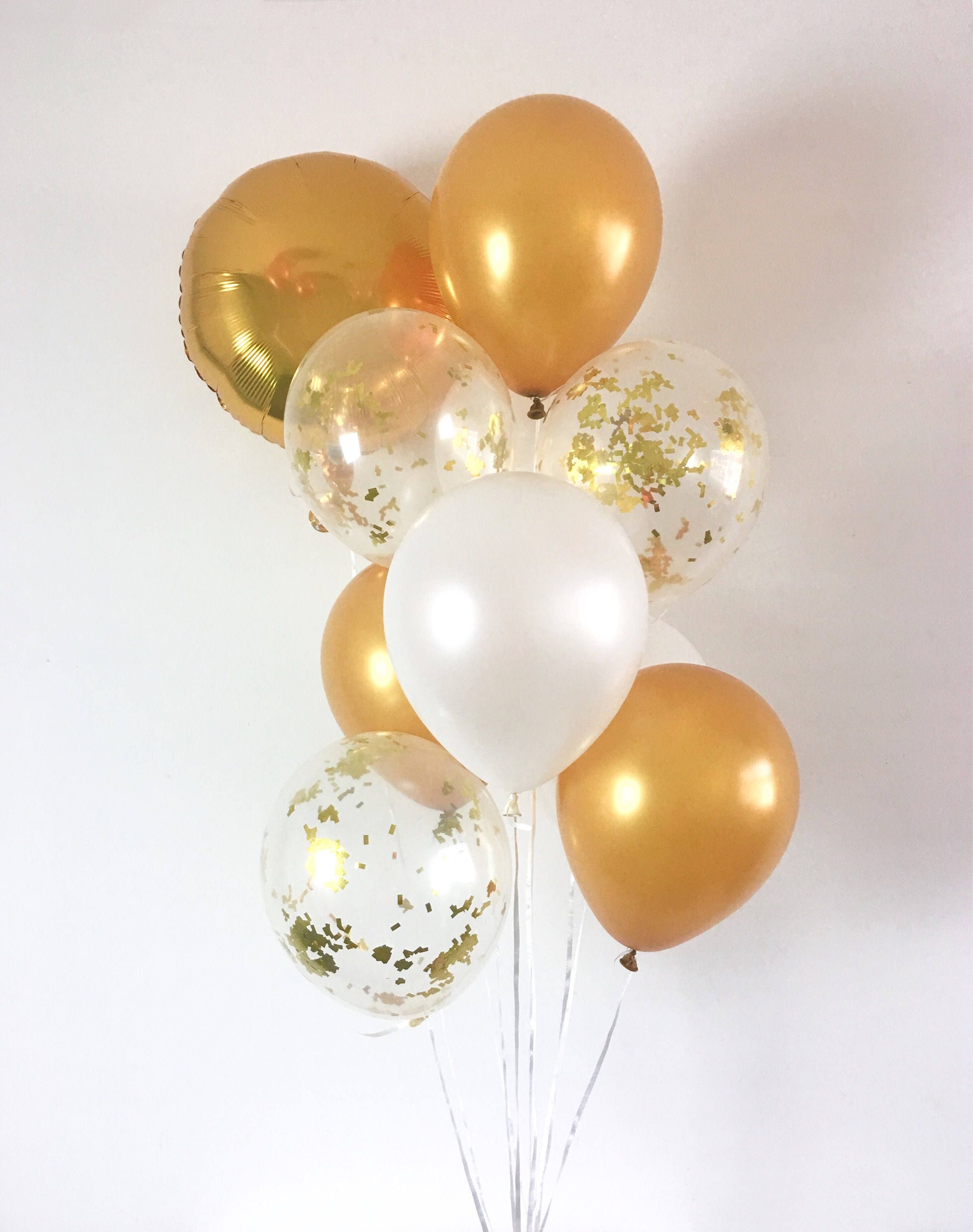 Gold Pearl White Gold Confetti Latex Balloons White and Gold