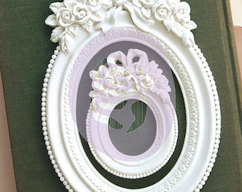Prima Memory Hardware Resin Frames- Blanc Fleur Oval Frame, Frank Garcia Embellishments, New Release In Stock And Ready To Ship!