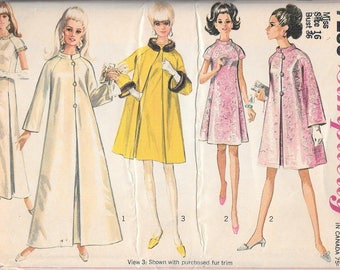 Vintage 1960s Simplicity Sewing Pattern 7283- Misses' Coat and Dress in Two Lengths size 16 bust 36 uncut FF