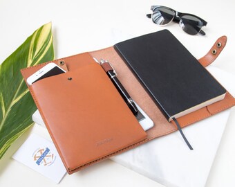 Personalized Leather Portfolio, Personalized Business Folio Business Organizer, Leather Portfolio Case, Tablet Case, Kindle Case by HarLex