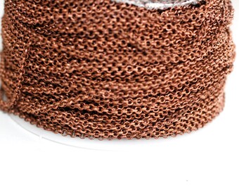 15ft Red Copper Rolo Chain 3mm -unsolderd