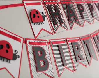 Ladybug Banner, Ladybug first Birthday, Ladybug Party Decorations, Ladybug Party, Happy Birthday Ladybug Banner