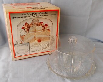 Vintage Indiana Glass Cake Plate With Dome Cover