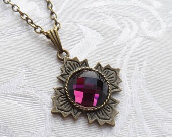 75% Off Sale Purple, Amethyst, Faceted Glass Necklace