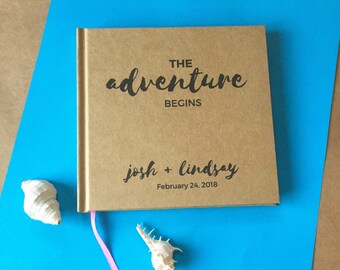 Custom Wedding Guest Book · The Adventure Begins· And So the Adventure Begins Guest Book· Guest Book Wedding Album· DIY Wedding On a Budget