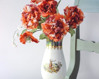 Beautiful Bouquet Fiery Red Real Japanese Silk