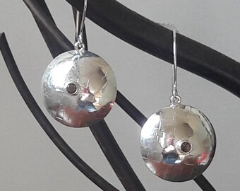 Sterling Lentil Earrings with Smoky Quartz