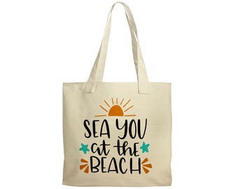 Beach Tote - Canvas Beach Bag - Beach Bag Canvas - Sea You at the Beach