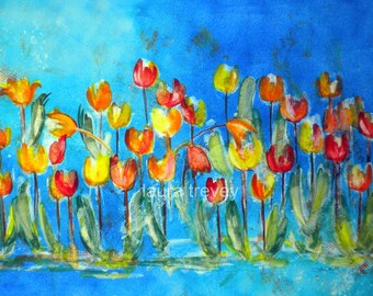 Tulip in Blue Gradient Art Print