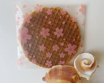 20 Frosted self sealing bags, Sakura self adhesive bags, self seal cellophane bags, cookie bags, baking supplies, chocolate bags, loot bags
