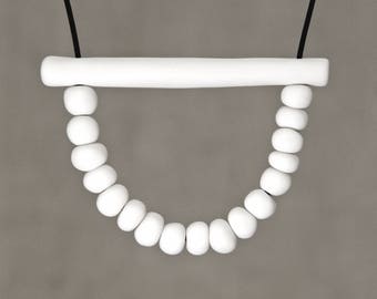 Ceramic jewelry, Handmade porcelain beaded necklace, Ceramic necklace