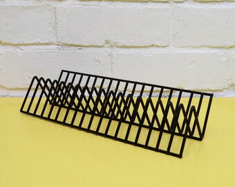 Vintage Record Rack, Singles Rack, Retro LP Rack, Mid Century Vinyl Rack, Vinyl Storage, Black Wire Record Rack, Black Vinyl Rack