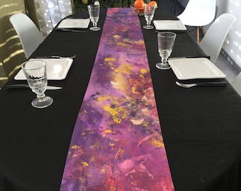 Plum painted fabric table runner