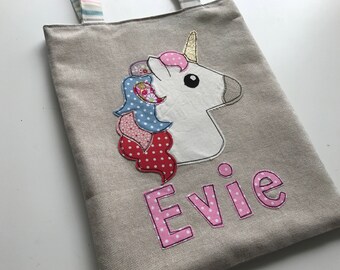 Unicorn bag | Child's unicorn bag | Tote bag | Child's tote bag | Personalised unicorn bag |