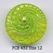 czech glass button neon yellow with swirl and dot design - size 12, 27mm FCB 432
