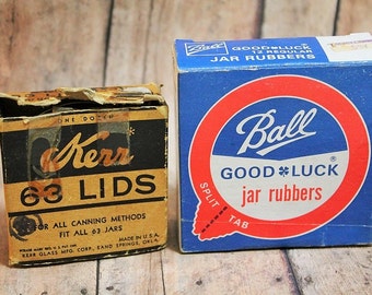 Vintage Kerr Jar lids and Ball Jar Rubbers-1970's canning supplies-Vintage kitchen decor-Jar supplies