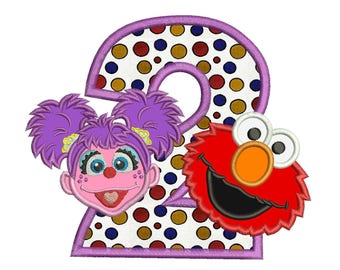 Abby and Elmo 2nd Birthday Applique Design 3 sizes instant download