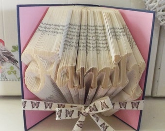 Family Book Folding Pattern. Book Folded Art with Tutorial. DIY Make Your Own Gift. Please read listing details - PDF Files Only