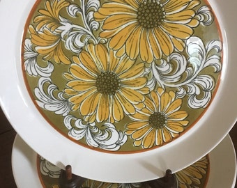 Vintage Mikasa Duplex Sunflower by Ben Siegel - Mod Retro Dinner Plates