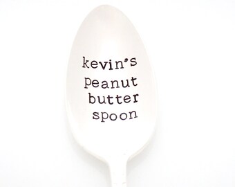 Custom Peanut Butter Spoon with Your Name. Hand Stamped Spoon for Unique Gift Idea by Milk & Honey ® Customized Spoon.