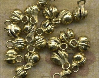 BRASS BELLS Little Round Charms lot of 18