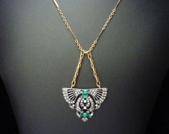 Art Deco Necklace Great Gatsby Necklace Jewelry Art Nouveau Necklace Emerald Necklace Vintage Necklace Downton Downtown Abbey Wedding Bridal