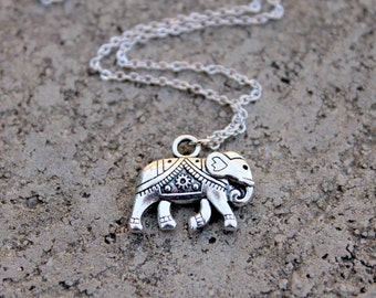 Elephant Necklace // Lucky Elephant Necklace // Silver Boho Necklace // Thai Elephant Necklace // Travel Necklace