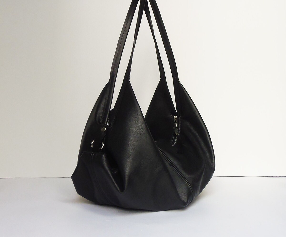 black soft leather shoulder bag