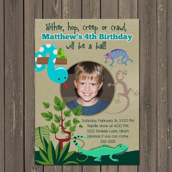 reptile party birthday for wording Boys Invitation Birthday Invitation Snake Reptile Reptile