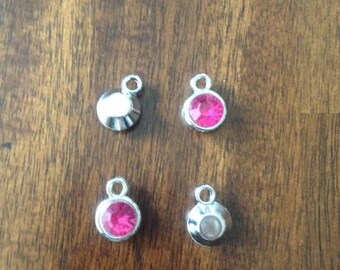 Set of 4 Magenta Birthstone Charms
