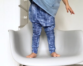 Distressed denim look harems / kids harem pants / scuba leggings / boys / toddler harem pants / harem leggings / hipster clothes - skinny
