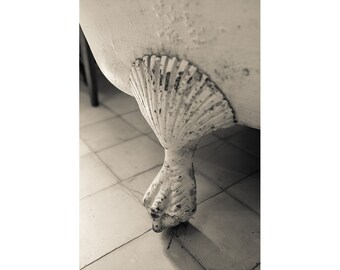 Bath Decor Print, bathroom wall art, Victorian bathtub photo, sepia bathroom print, claw foot bath photograph, French style