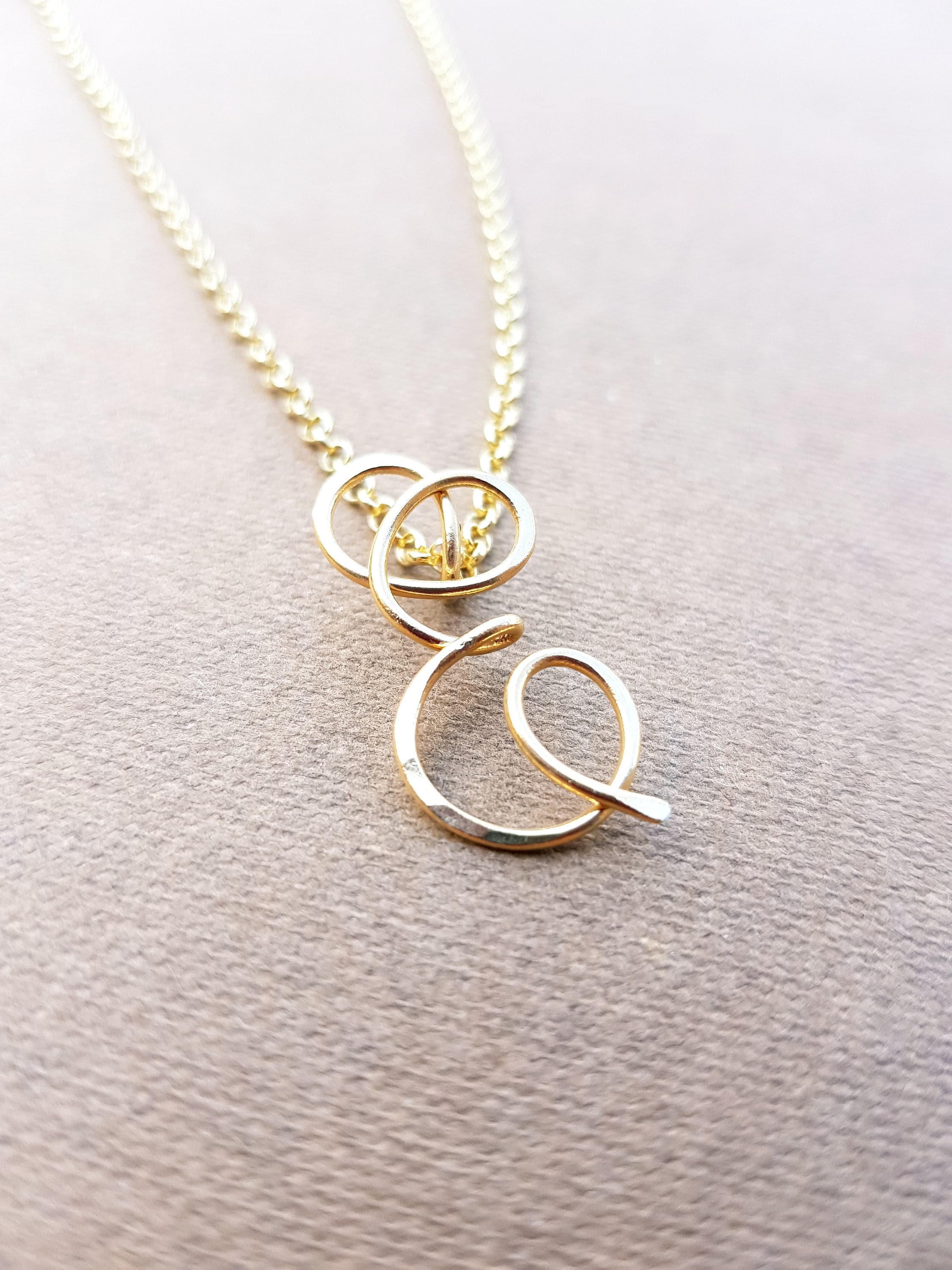 E gold Letter Alphabet Initial e necklace