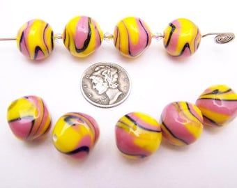 Psychedelic Swirl 14.5mm Glass Lampwork Bead (1 piece)