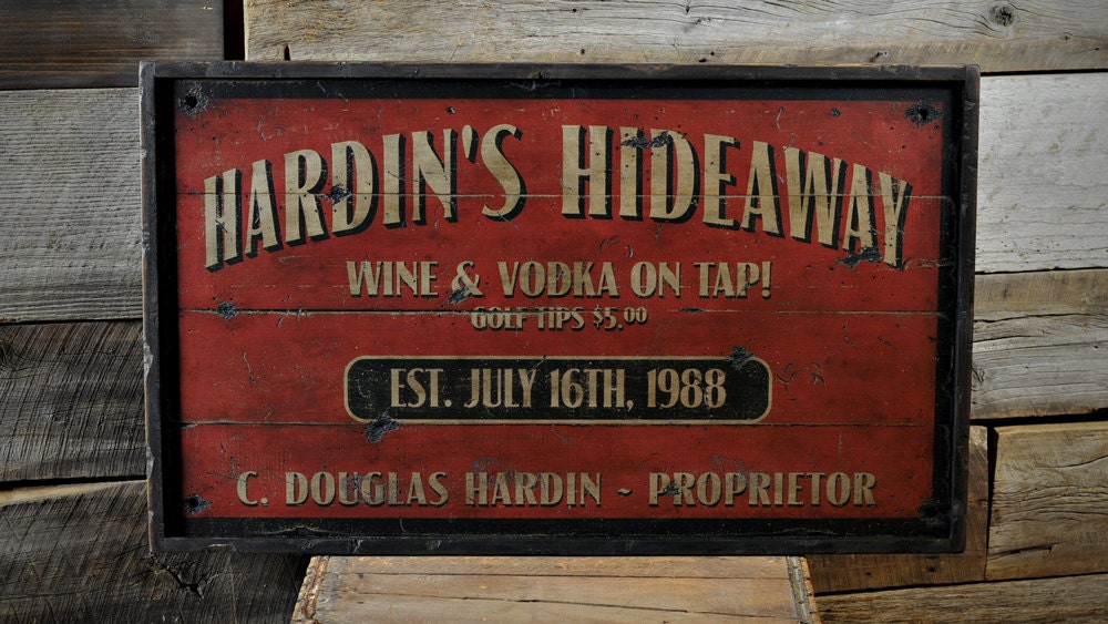 Proprietor Sign Home Bar Wood Decor Zoom