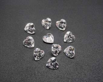 White CZ Heart Cut Shape SIZE CHOICE Loose Stones Cubic Zirconia High Quality Gemstones