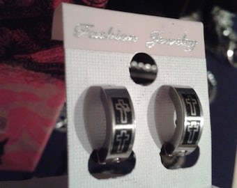 black cross ring earrings