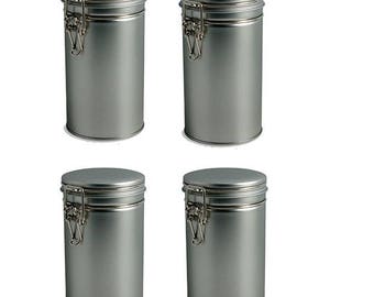 4 pcs Airtight Tea Coffee Tins with Latch
