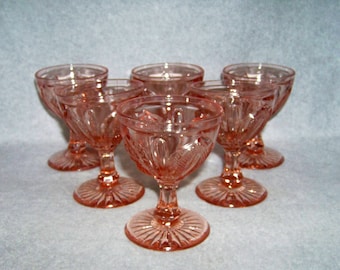 Pink Magnet and Grape Champagne or Sherbet Glasses Set of 6