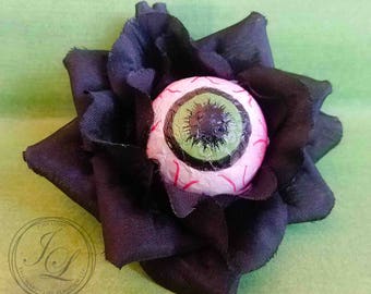 Black Eyeball flower hair clip