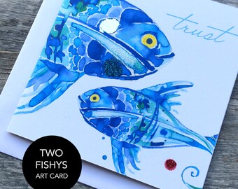 Two Fishy Art Card (Greeting Card)